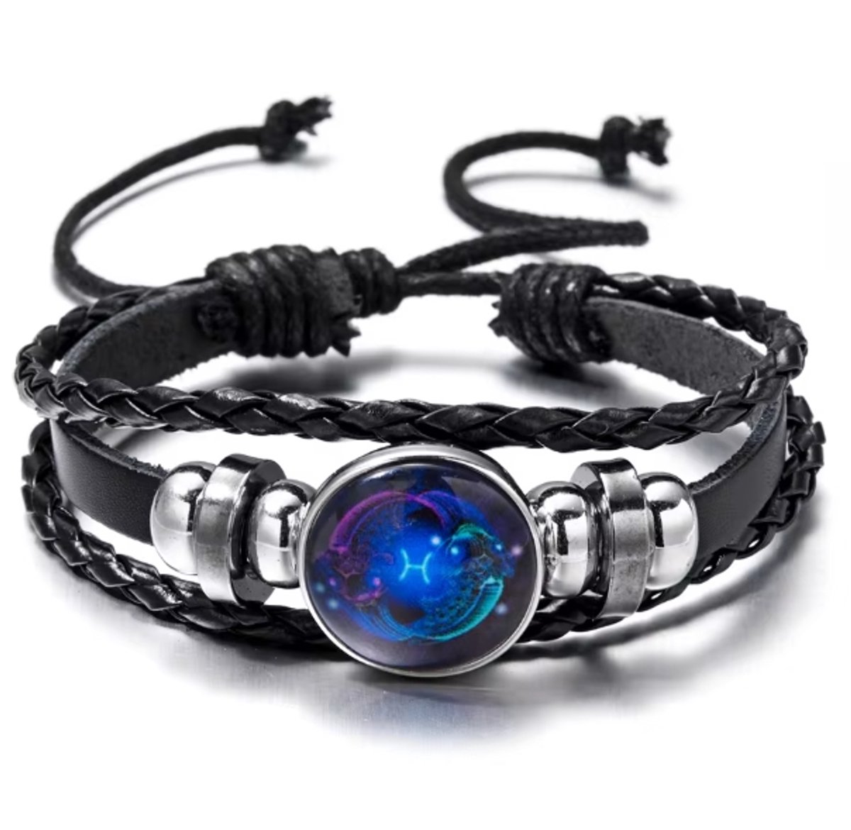 Actie4you® - Sterrenbeeld Armband - Verstelbare armband - Hanger sterrenbeeld - Gevlochten armband - Horoscoop – Glow in Dark - Vissen