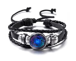 Actie4you® - Sterrenbeeld Armband - Verstelbare armband - Hanger sterrenbeeld - Gevlochten armband - Horoscoop – Glow in Dark - Vissen