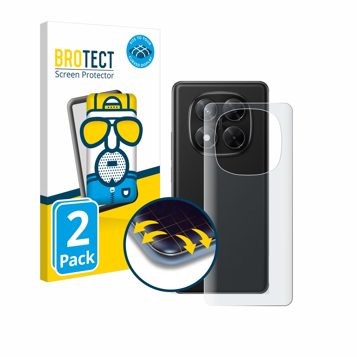 BROTECT - Screenprotector voor Xiaomi Redmi Note 14 Pro (Achterkant) - Folie Beschermfolie matte volledig dekking 2 Stuks