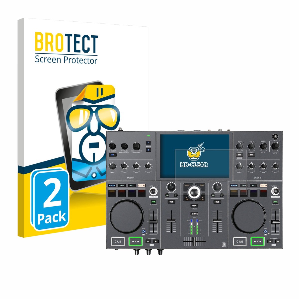 BROTECT - Screenprotector voor Denon DJ Prime Go+ - Folie Beschermfolie transparant 2 Stuks