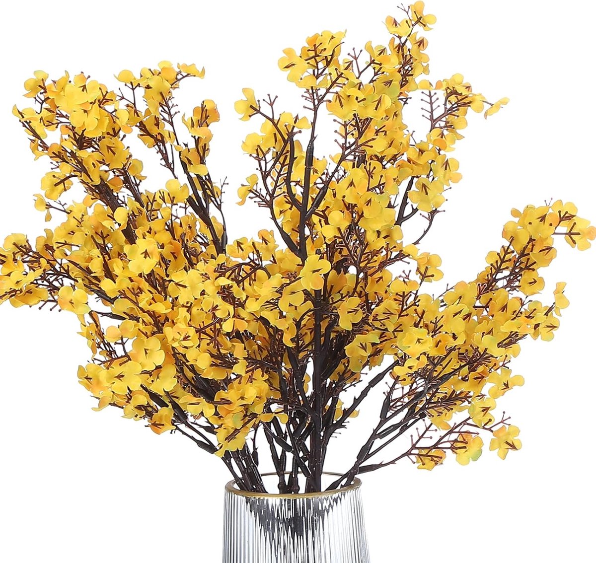 Famanu Kunstbloemen - 6 stuks Europese Bloemen Boeket voor Thuis Tuin Keuken Decoratie Bruiloft Feest Decoratie Geel Citroengeel