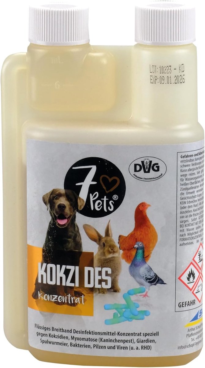 7Pets - KOKZI DES Concentraat - Breedwerkend desinfectiemiddel - 250 ml