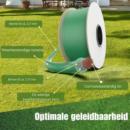 DIMICO - Perimeterdraad grasmaaier - Begrenzingskabel robotmaaier - Groen - Universeel - 150M - 450 pinnen + 15 connectoren van Merkloos	 — afbeelding 2