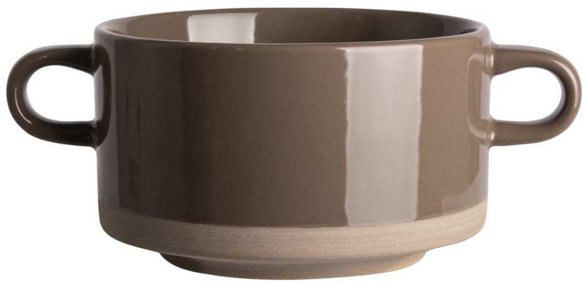 Soepkommen - Woodstock Soepkom - Soepkoppen - Grijs - 4-delig - Soepkop - Servies - Aardewerk - Diameter 11,5 Centimeter - Soepkommen Met Oor