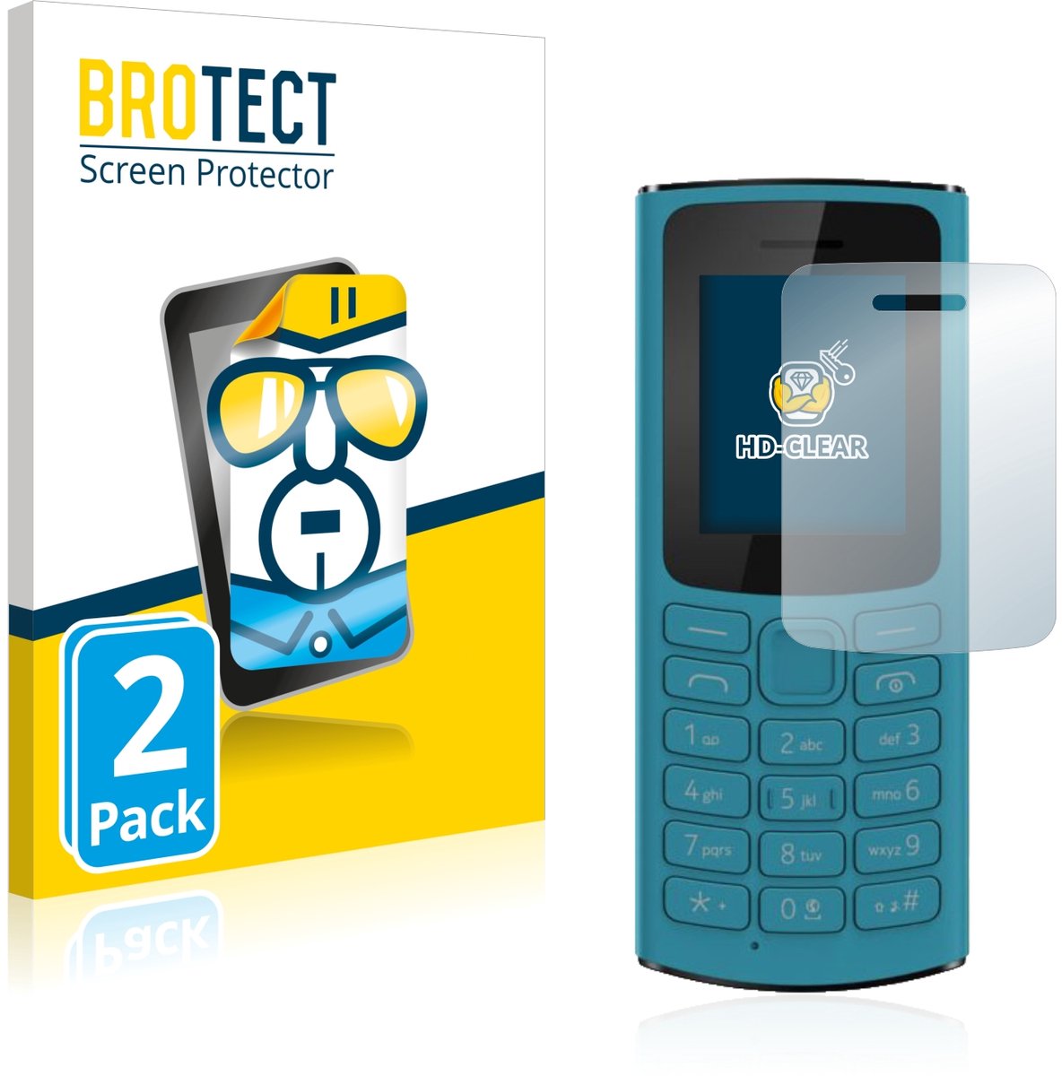 BROTECT - Screenprotector voor Nokia 105 4G 2021 - Folie Beschermfolie transparant 2 Stuks