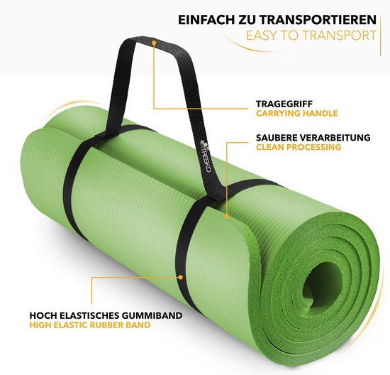 Yoga mat lichtgroen 1 cm dik, fitnessmat, pilates, aerobics van Avento — afbeelding 2