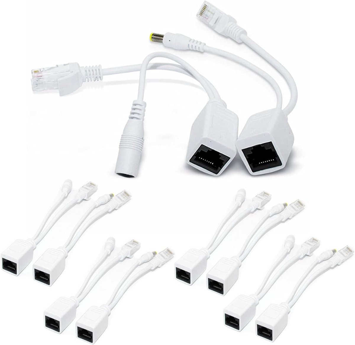 Set van 5 Passieve PoE Injector en Splitter Kits met DC Connector voor CCTV Camera Systemen