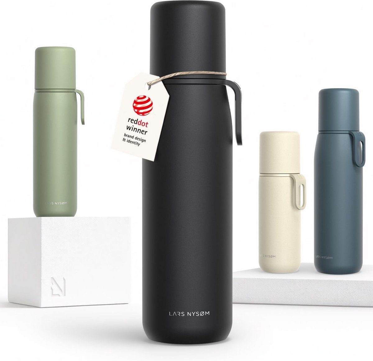 Thermosfles RVS 1000ml - Dubbelwandig Isolerende Drinkfles met Beker en Band
