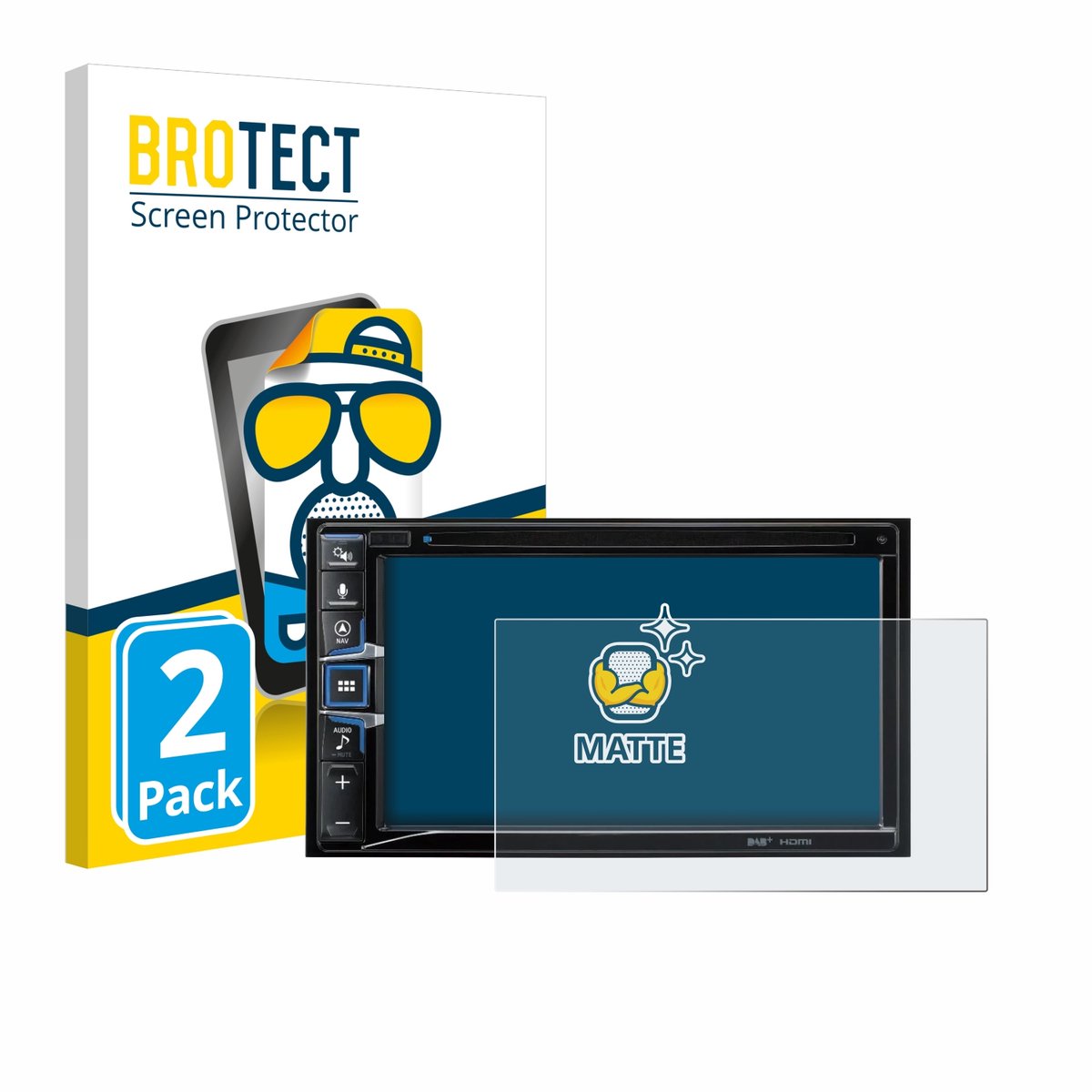 BROTECT - Screenprotector voor Alpine INE-W611D - Folie Beschermfolie matte 2 Stuks