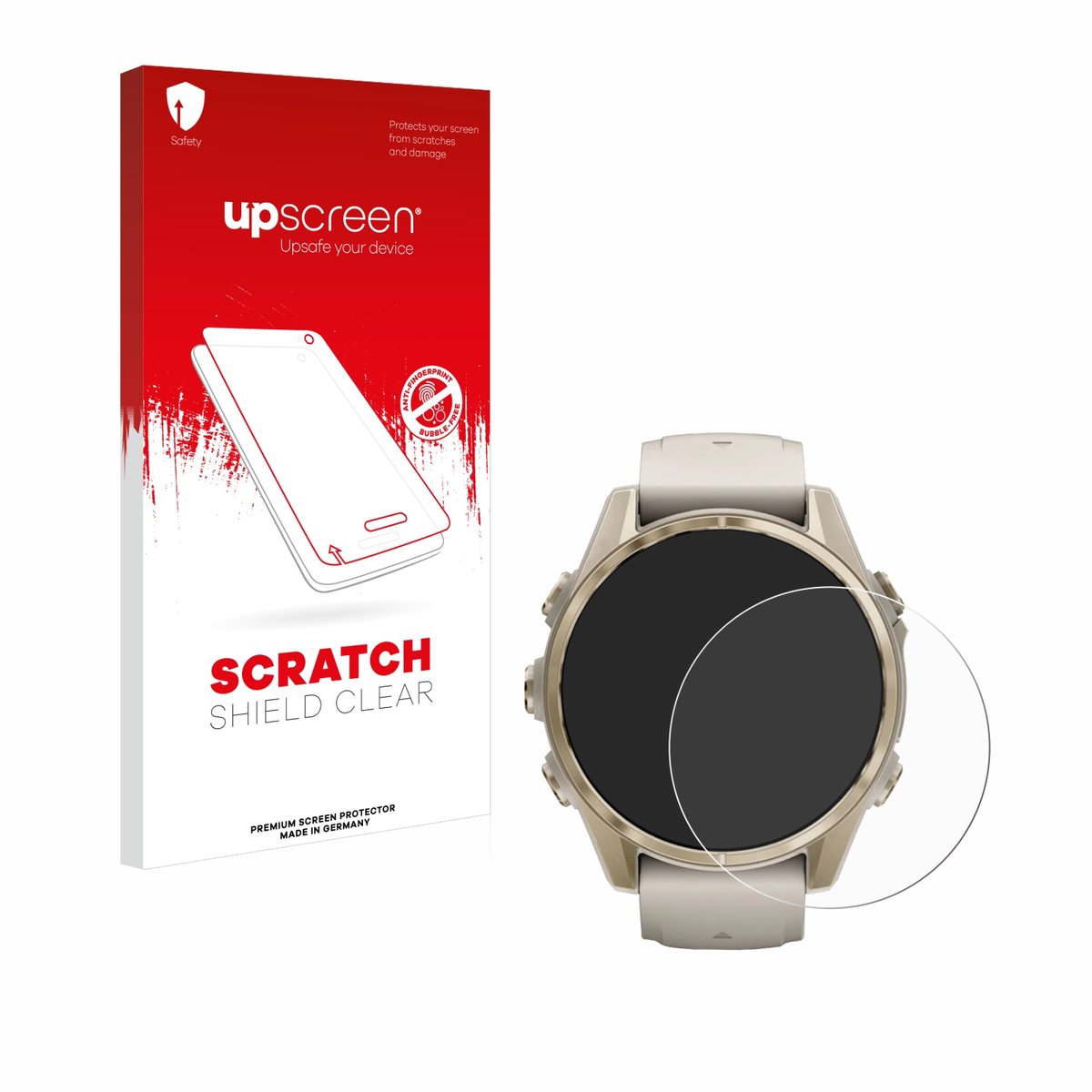 upscreen - Screenprotector voor Garmin Fenix 8 (43 mm) - Folie Beschermfolie transparant