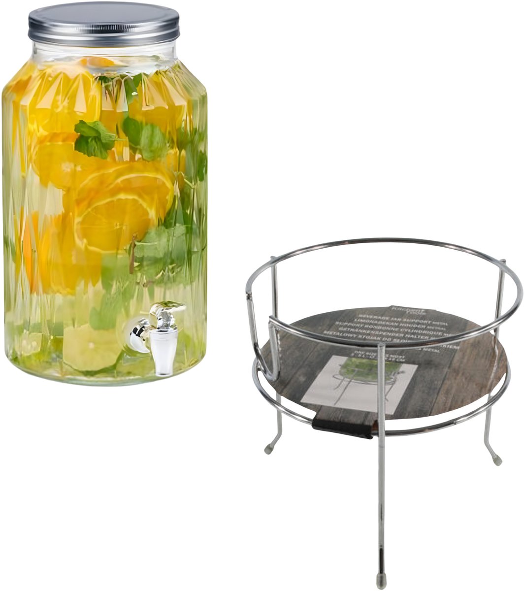 Drankdispenser/limonadetap/waterdispenser - 5,5 liter - inclusief standaard - 19 x 19 cm