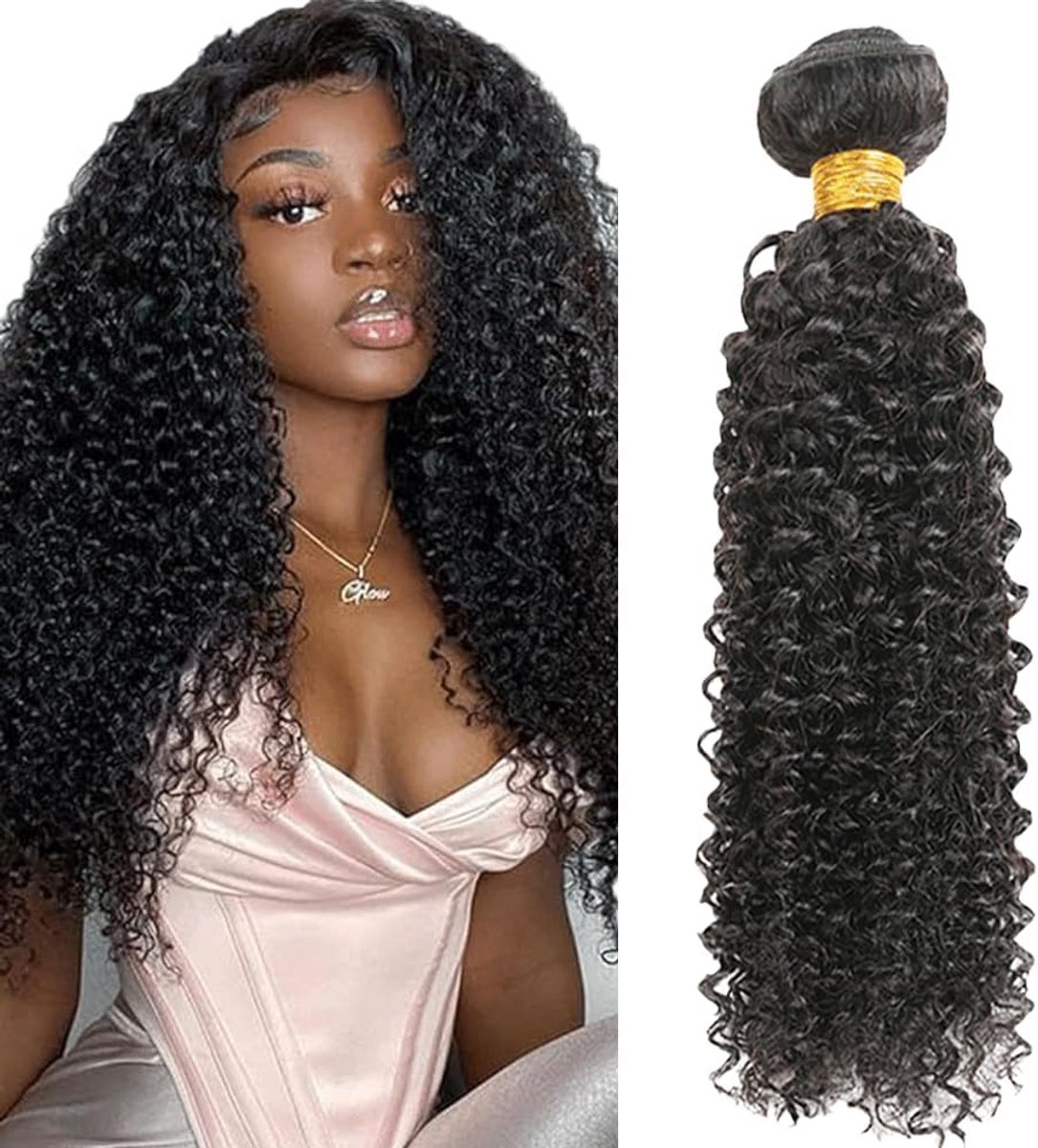 26 inch Kinky Curly Haar Bundels Menselijk Haar 1B Natuurlijk Zwart