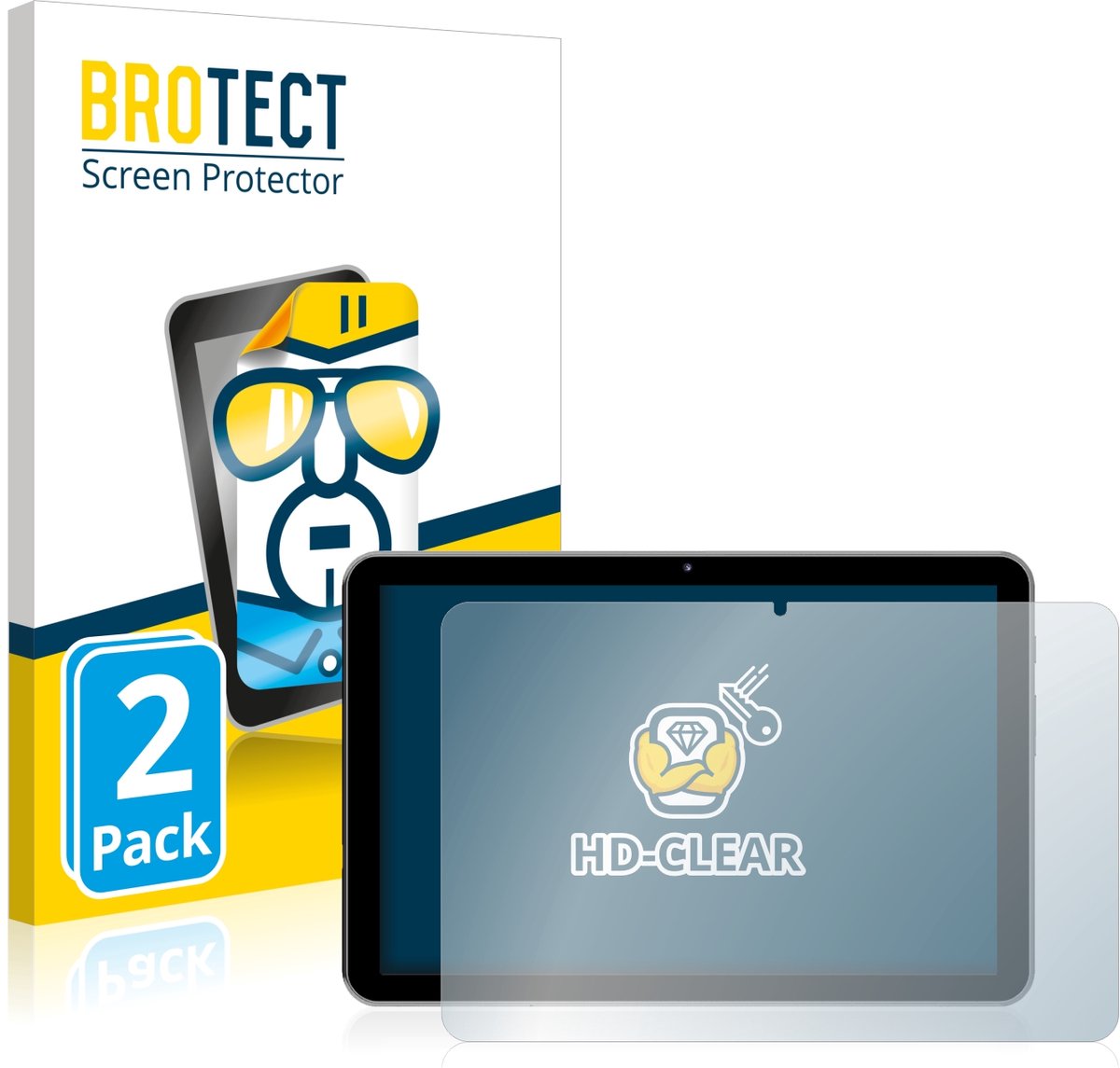 BROTECT - Screenprotector voor Peaq PET 1008 - Folie Beschermfolie transparant 2 Stuks