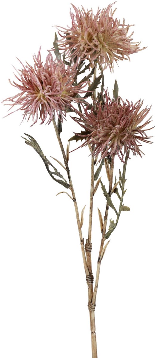 Viana Kunstknoopkruid kunstbloemen herfst 3 bloemen lila 48cm paars