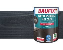 BAUFIX Buitenbeits – Zwart – Zijdeglans – 5 Liter – Voor Schutting, Tuinhuis & Blokhut – UV- & Weerbestendig