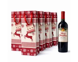 Set van 10 Luxe Wijnzakken met Handvat en Naamlabel – Stevige Cadeau Wijnfles Tas – Kerst Geschenkverpakking – Cadeautas voor Wijnflessen
