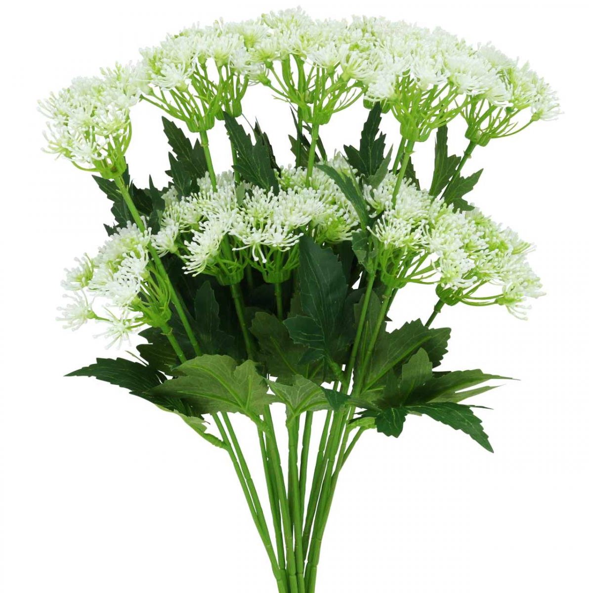 Viana Dille bloeiend, kunstkruiden, sierplant groen, wit 49cm 9st groente