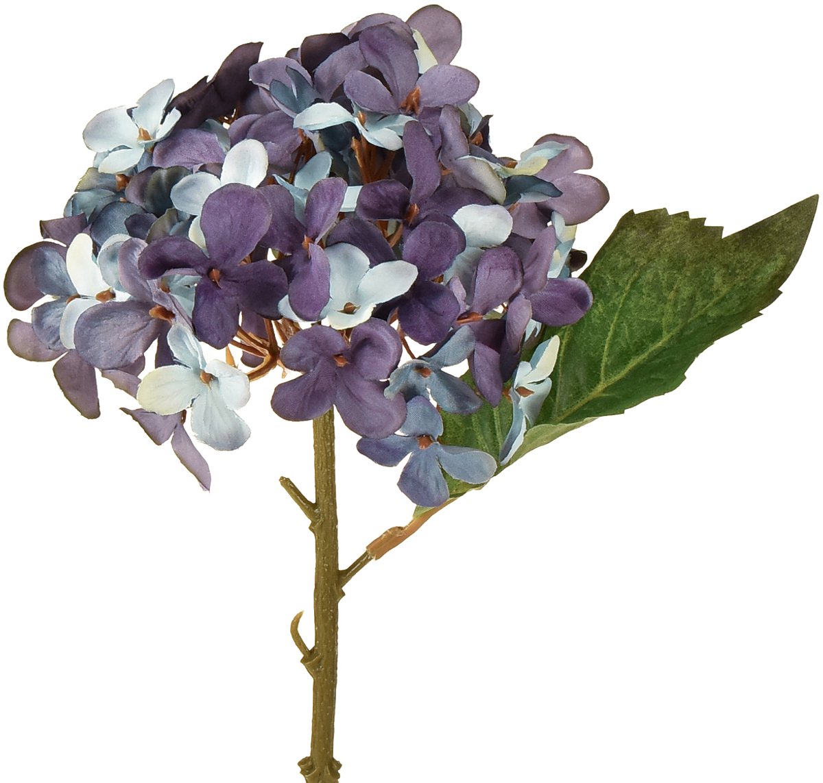 Viana Kunstmatige Hortensia Decoratie Kunstbloem Blauw Paars 34cm 2 stuks Veelkleurig