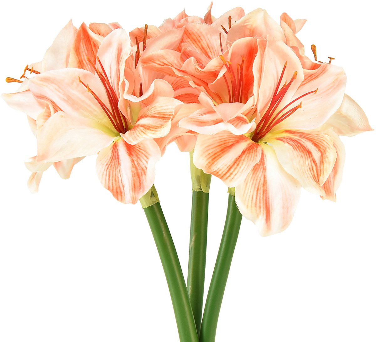 Viana Kunst Ridderster Kunstbloemen Wit Rood Oranje Amaryllis 40cm 3st Veelkleurig