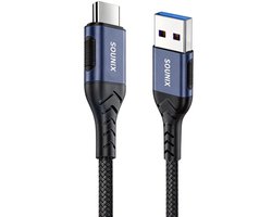 Sounix USB C kabel - Datakabel en Oplaadkabel - USB 3.0 naar USB C - 3A60W - 10Gbps - 5 Meter - Snellader - Oplader - Gevlochten Nylon - Zwart