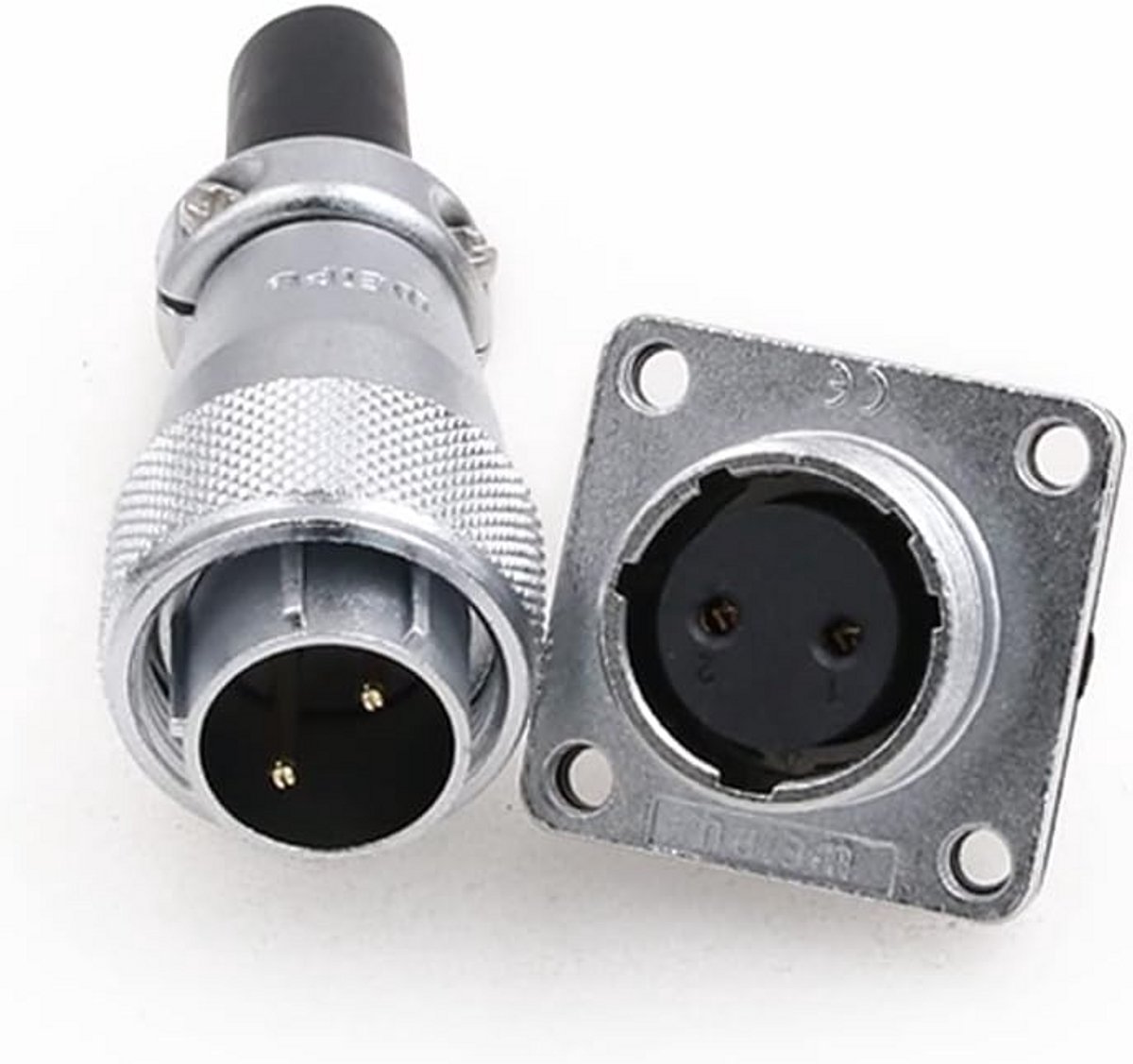Waterdichte 2-Pin Luchtvaart Connector Vierkante Socket Mannelijk/Vrouwelijk Schroefdraad Signaal Kabel