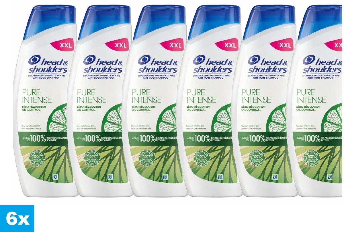 Head & Shoulders Pure Intense Anti-Roos Shampoo – Oil Control – 6 x 625 ml – XXL