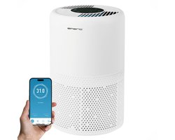 Emerio Luchtreiniger - 25m² - 52dB - HEPA 13 + Koolstof Filter - Ionisatie Functie - Luchtkwalititeitsindicator - met App - Timer Functie - Helpt tegen allergie & hooikoorts - AP-132324 Wit