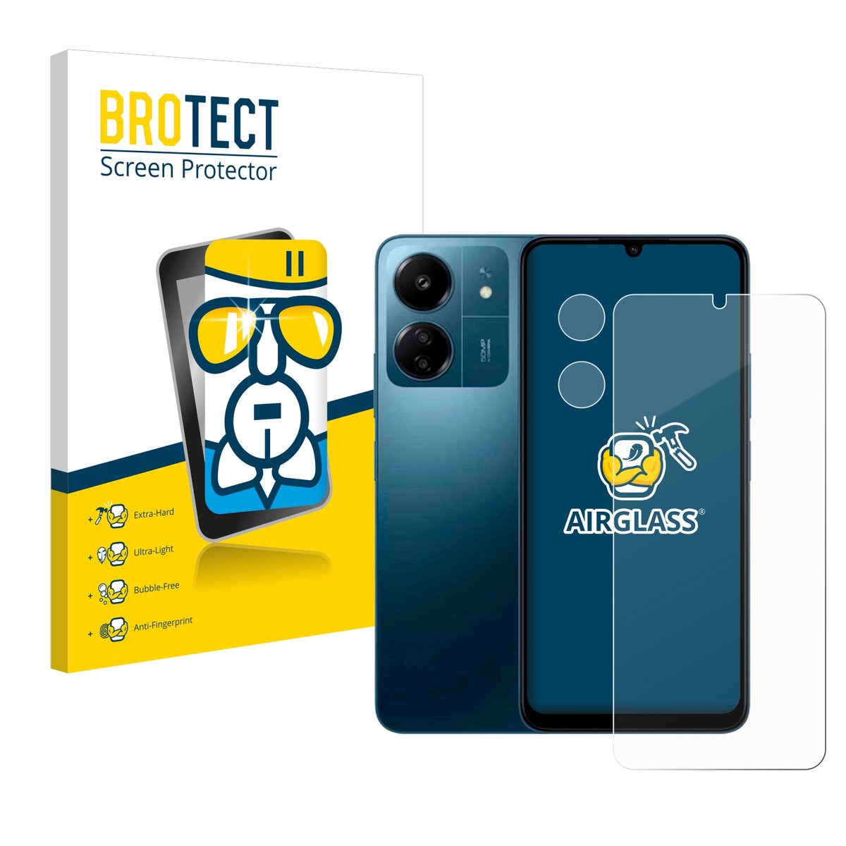 Screenprotector voor Xiaomi Redmi 13C (Voor+Camera) Beschermglas transparant