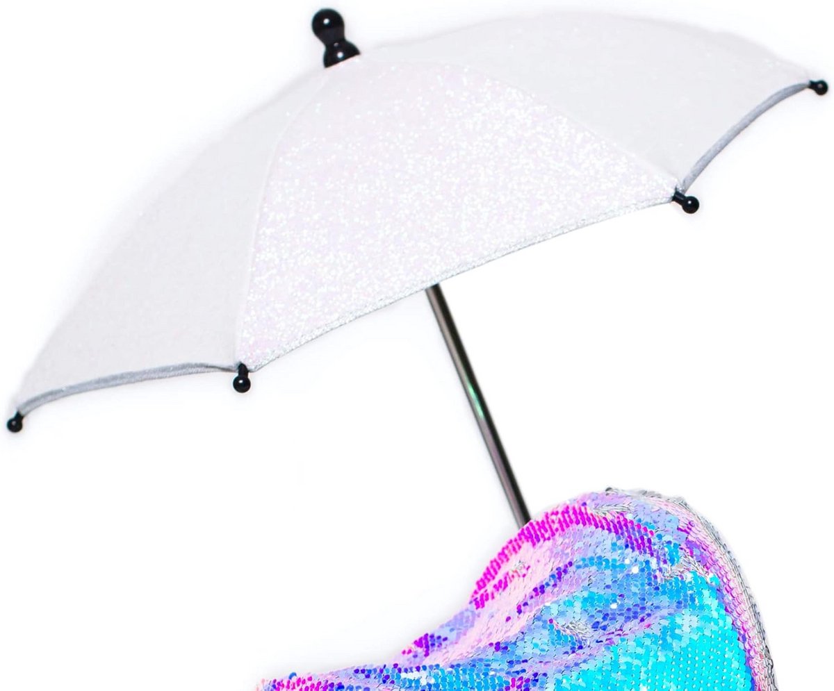 Polly Sparkle Witte Parasol - Pailletten Zeemeermin Accessoire voor Kinderwagens