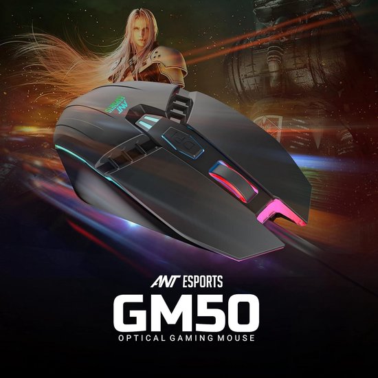 Ant Esports GM50 Gaming Muis - Optische Sensor, 4 DPI-modi, RGB Verlichting, Ergonomisch, Geschikt voor MMO/FPS, 3200 DPI, 1000 Hz Polling Rate van Merkloos — afbeelding 4