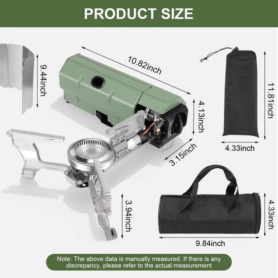 Novendo Goods - 11000W Camping gasfornuis met 5 branders – Winddichte ultralichte backpacking brander met ontsteking en 100 cm gasslang – Opvouwbaar propaan/butaan kooktoestel — afbeelding 5