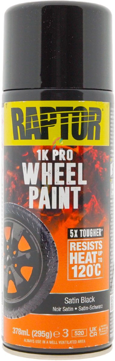 Raptor Wheel Paint - Velgen Verf ZWART ZIJDEGLANS spuitbus 400ml
