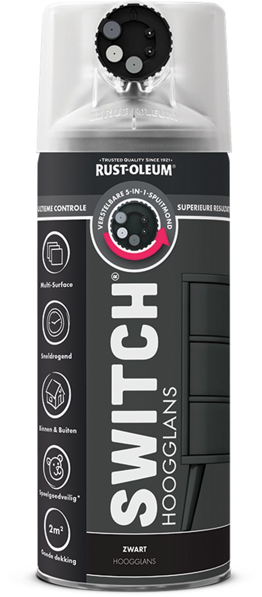 Rust-Oleum Switch Spuitbus Verf Hoogglans 400ml - Zwart