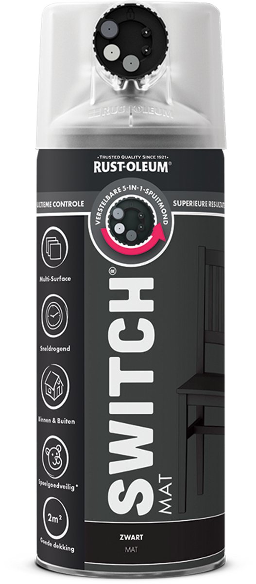 Rust-Oleum Switch Spuitbus Verf Mat 400ml - Zwart