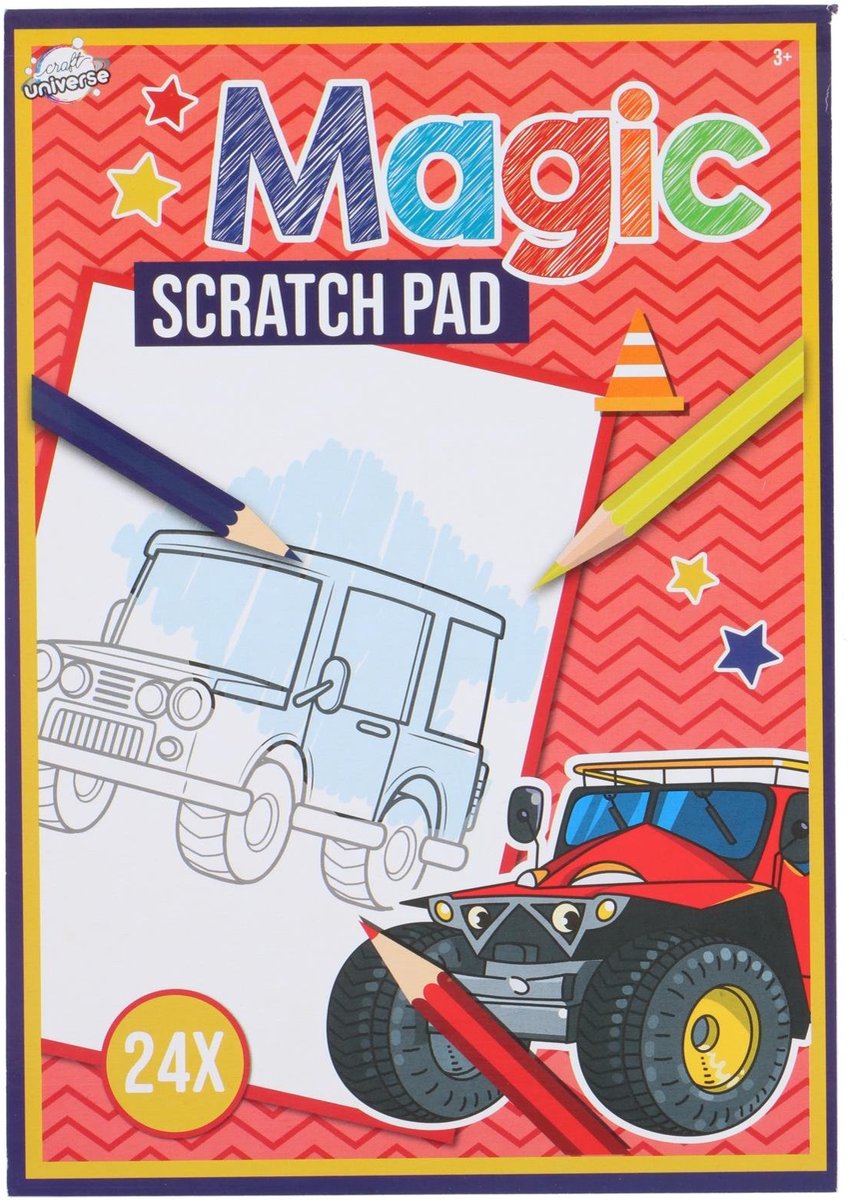 Tover Krasblok Thema Auto's - Krasblok Kinderen - Toverkrasblok - Toverblok - Magisch Krasblok - Krasblok Jongens