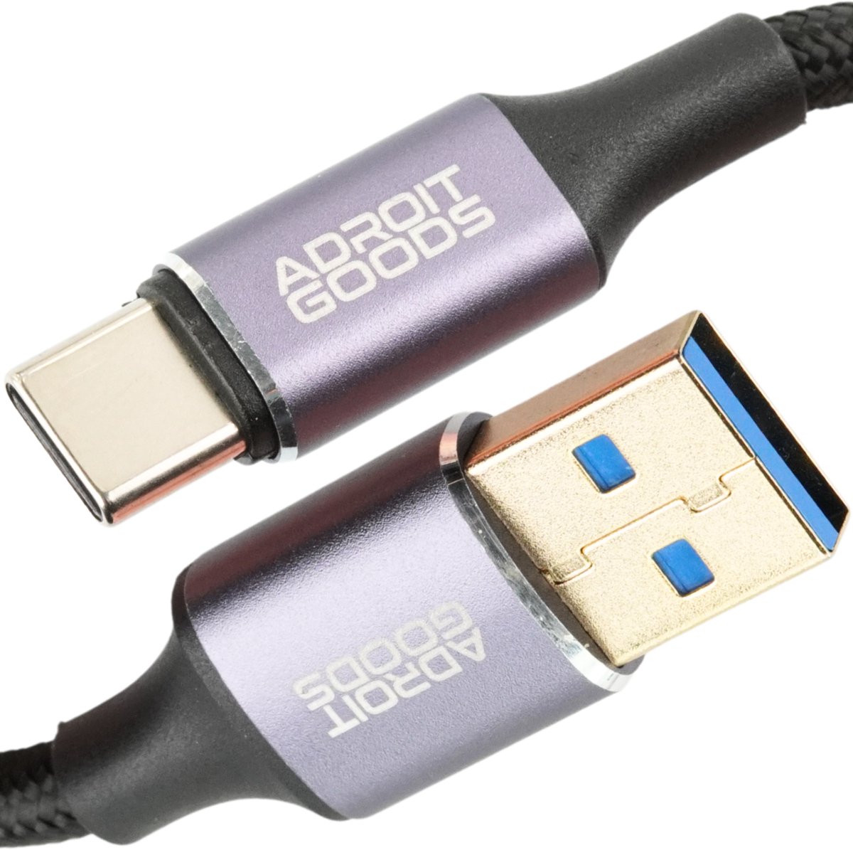 AdroitGoods USB-A naar USB-C Data- en Oplaadkabel USB 3.2 – 5 Gbps – Gevlochten Nylon – Snelle Gegevensoverdracht & Betrouwbare Stroom - 2m