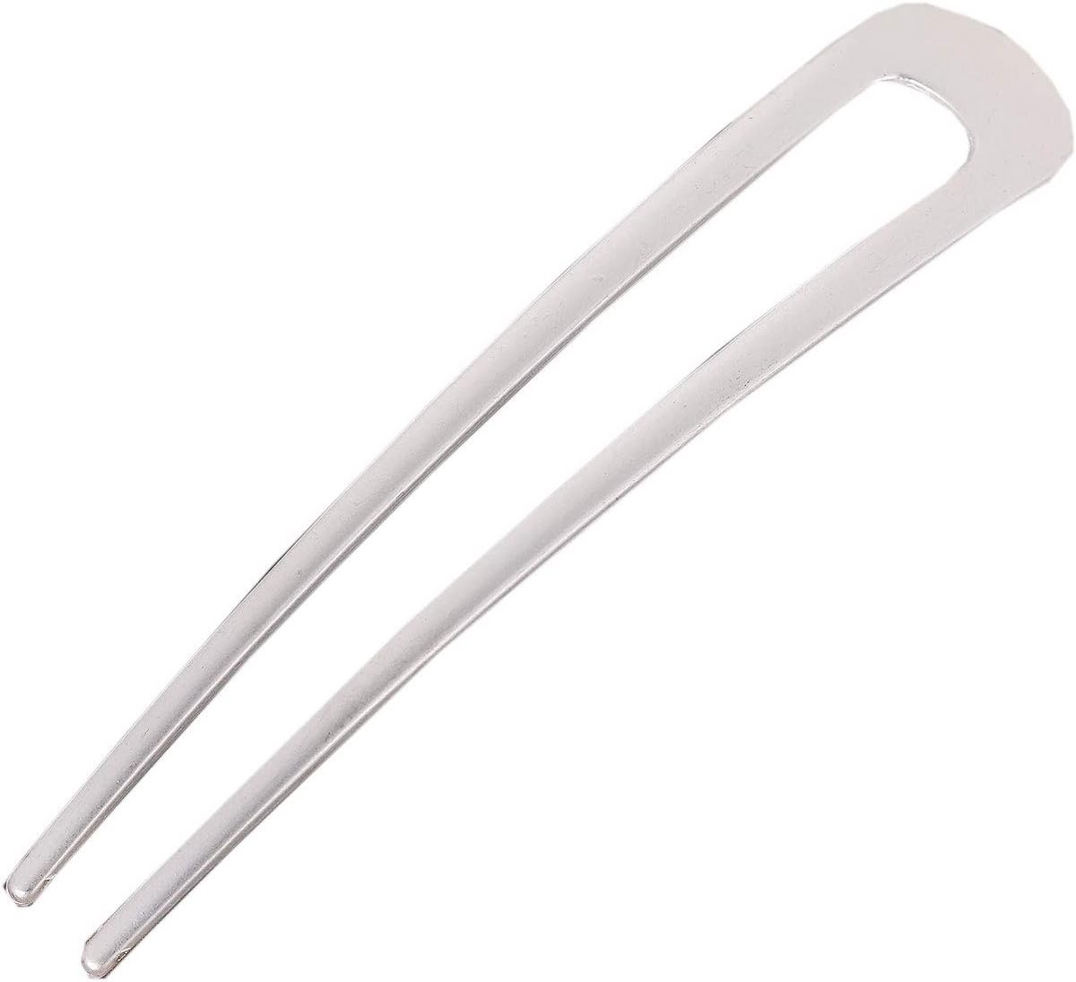 Set van 2 Zilveren Metalen Haarspelden U-Vorm Haaraccessoires voor Opgestoken Haar