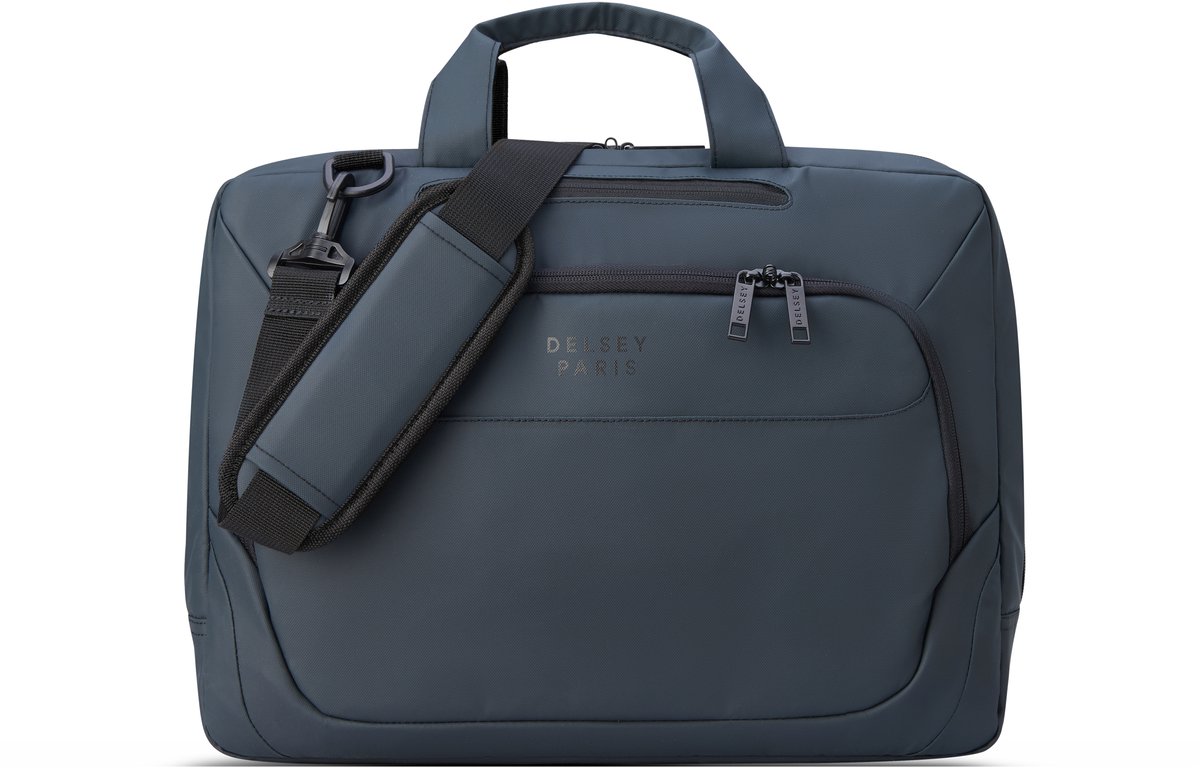 Delsey Parvis Plus Aktetas 15.6 inch – 2 Vakken – Trolleyband – Waterafstotend Gerecycled Polyester – Grey