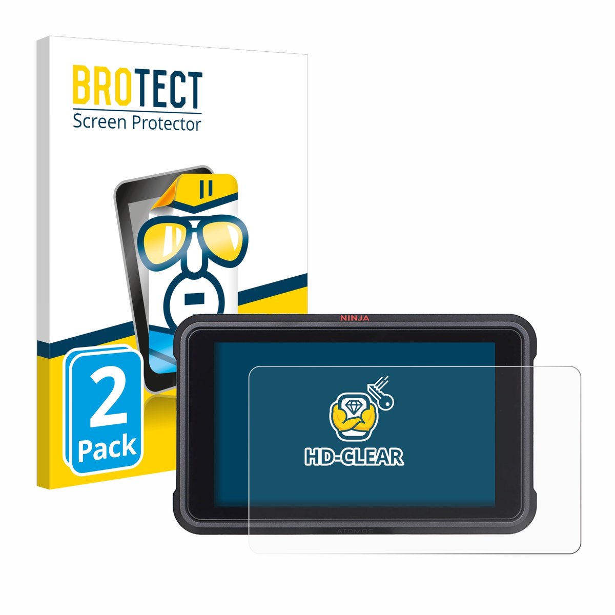 BROTECT - Screenprotector voor Atomos Ninja V - Folie Beschermfolie transparant 2 Stuks
