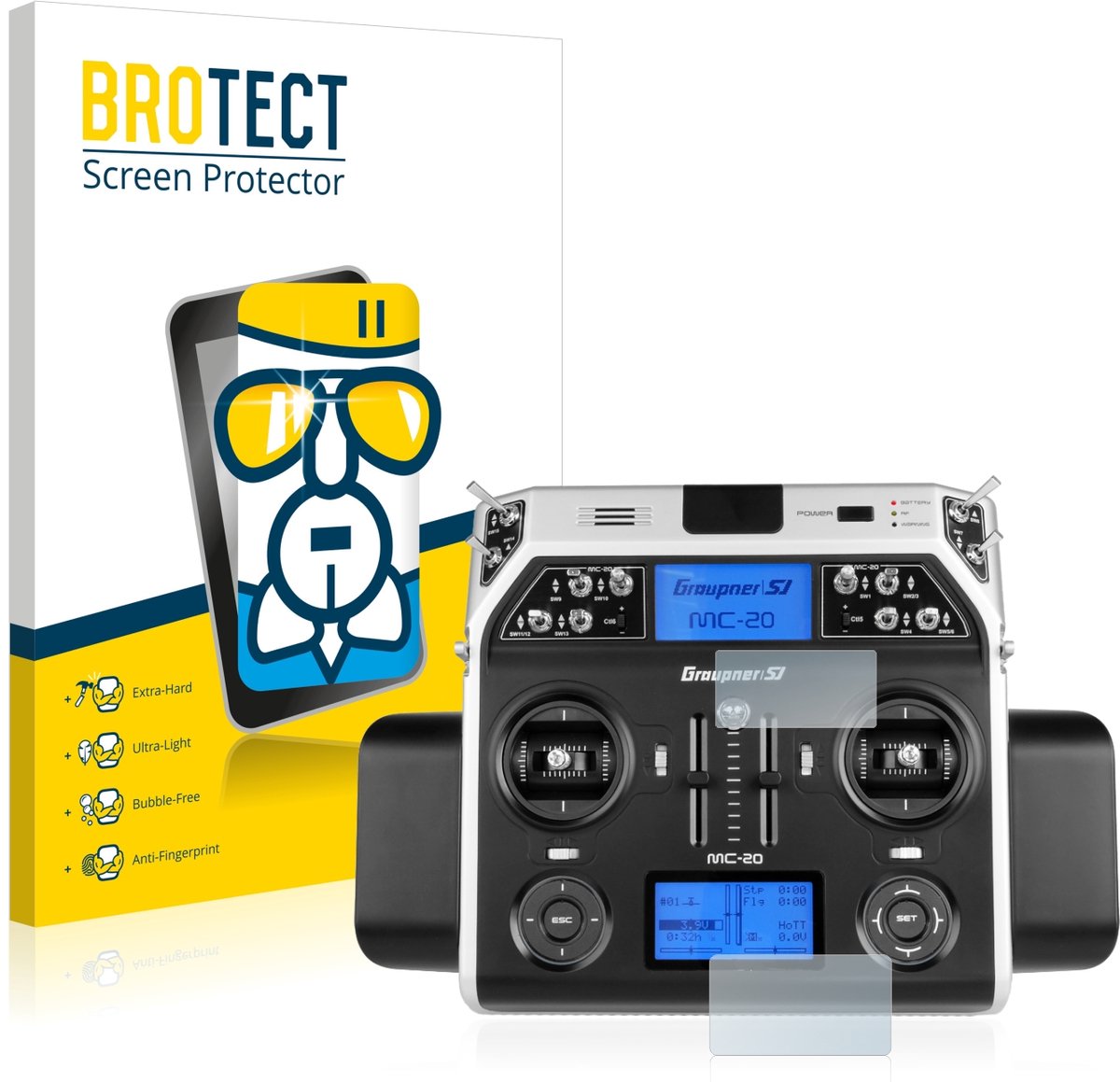 Screenprotector voor Graupner MC-20 HoTT Beschermglas transparant