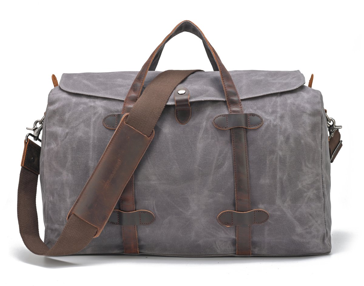 DE LAMASSU® Vintage Canvas Reistas 55 cm – Unisex Weekendtas 40L – Sporttas & Reis Duffel met Leren Details