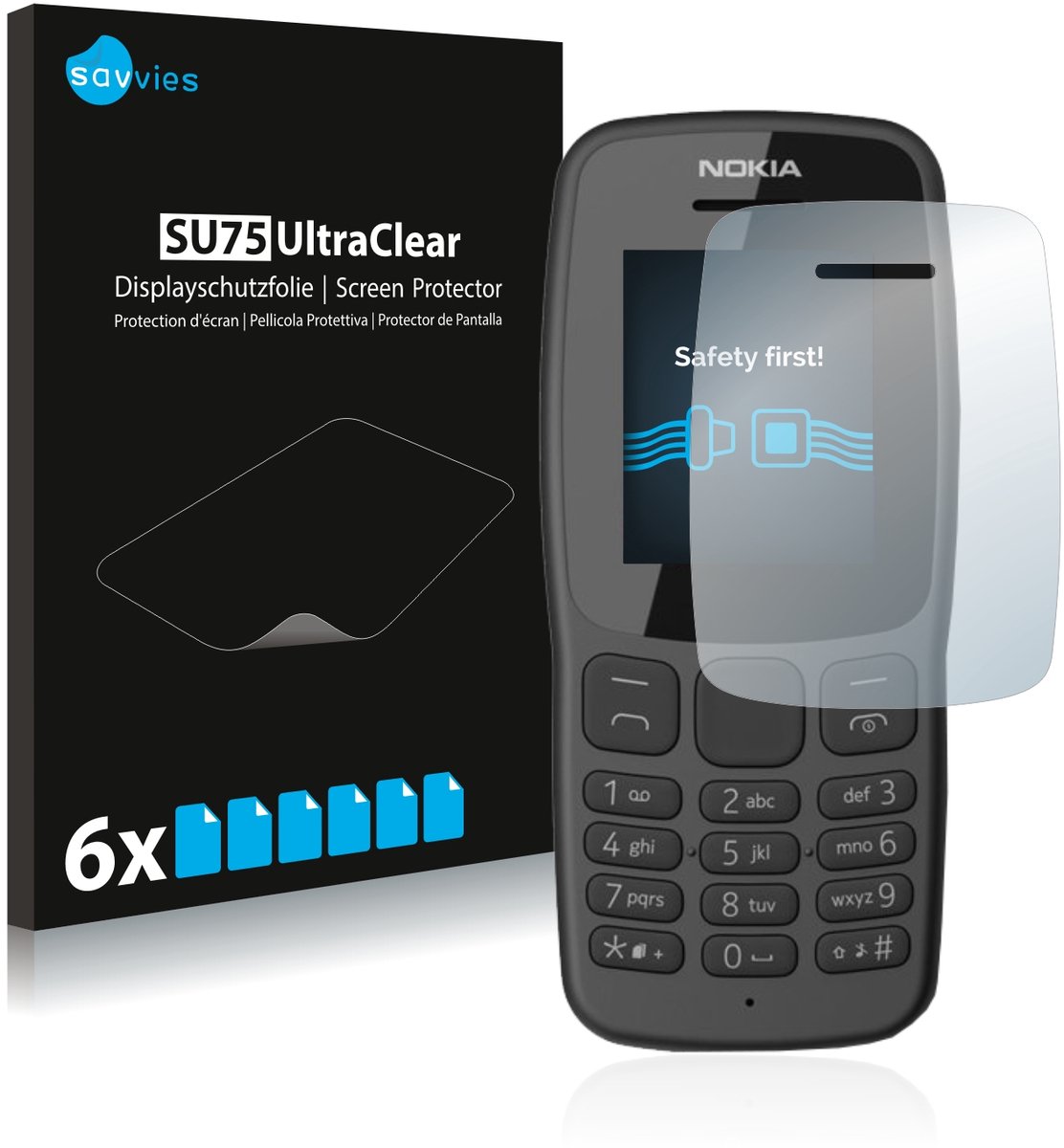Savvies - Screenprotector voor Nokia 106 2018 - Folie Beschermfolie transparant 6 Stuks