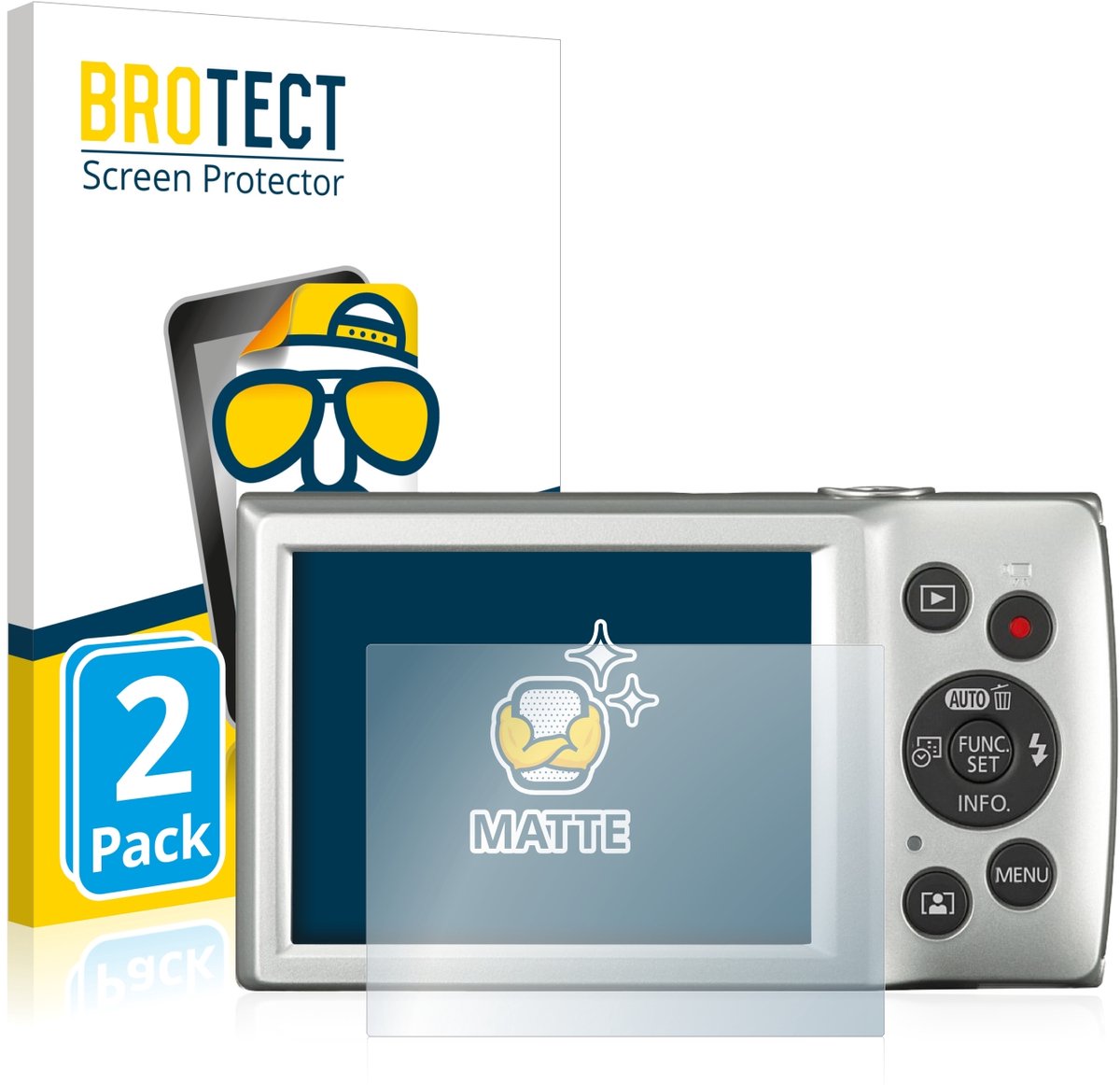 BROTECT - Screenprotector voor Canon Digital Ixus 185 - Folie Beschermfolie matte 2 Stuks
