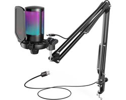 LeeuwenChoice® USB Podcast Microfoon – Met Arm – Gaming & Streaming Microfoon – Met Pop Filter & Shockmount