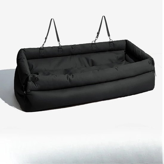 Panier pour Chien Allero - Siège Auto Chien - Coussin Chien Auto - Panier Auto Chien Banquette Arrière - Noir - Résistant aux Taches et aux Rayures - Portable