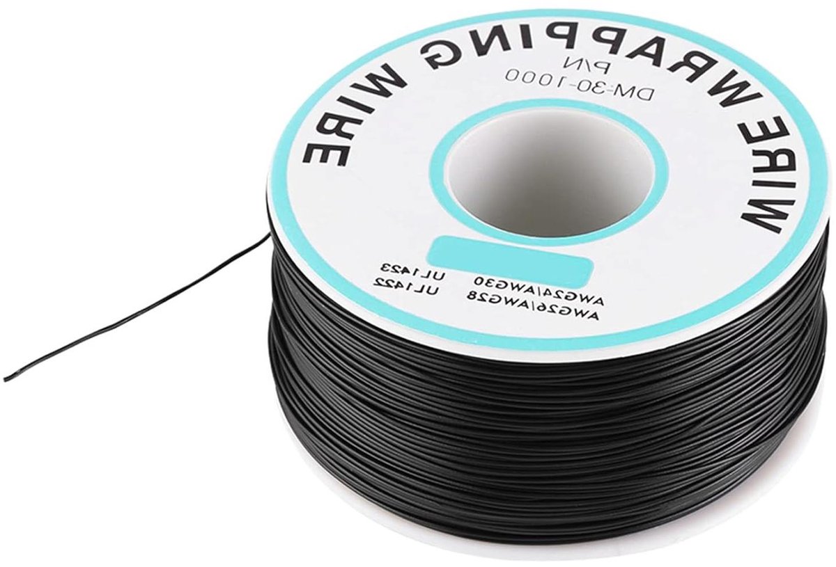 Allecto- Draadomwikkeling - 30 AWG - Enkele draad - Zwart - Kabel 250 meter - Geschikt voor Kynar siliconen draad 7 x 7 x 4 0,25 mm