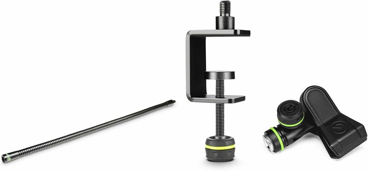 Professioneel Zwanenhals Microfoonstatief Set met Tafelklem en Universele Klem - Zwart