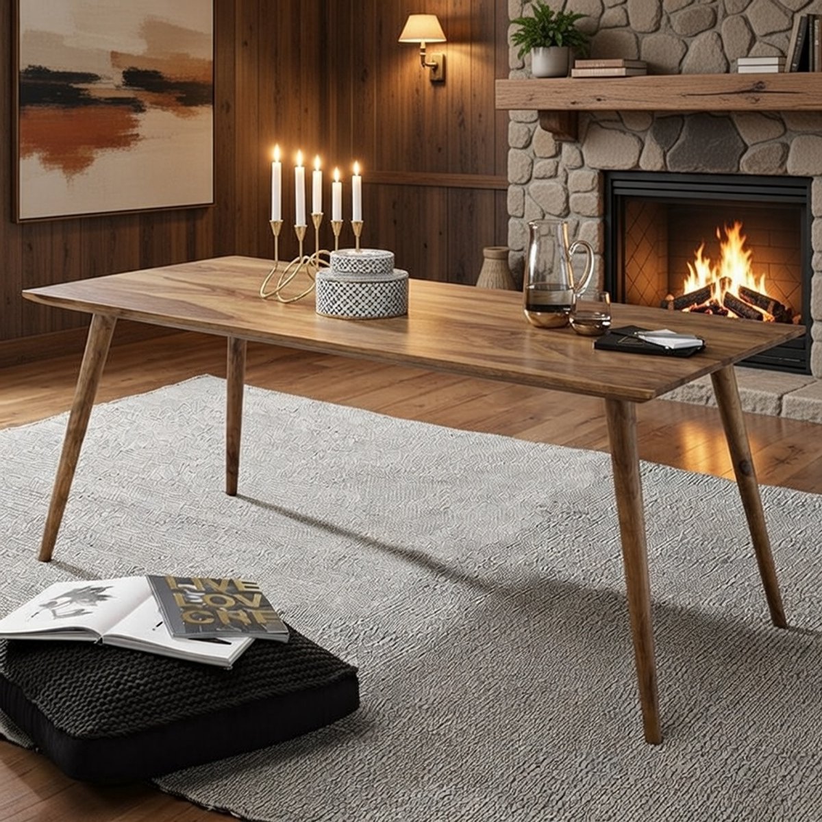 Luxe rechthoekige eettafel 120 cm - Massief Serena Hout - Design Keukentafel Landelijk & Rustiek - Voor 4-6 personen - Robuuste Massief Houten tafel Casa Serena – 120 cm – Casa Dorada