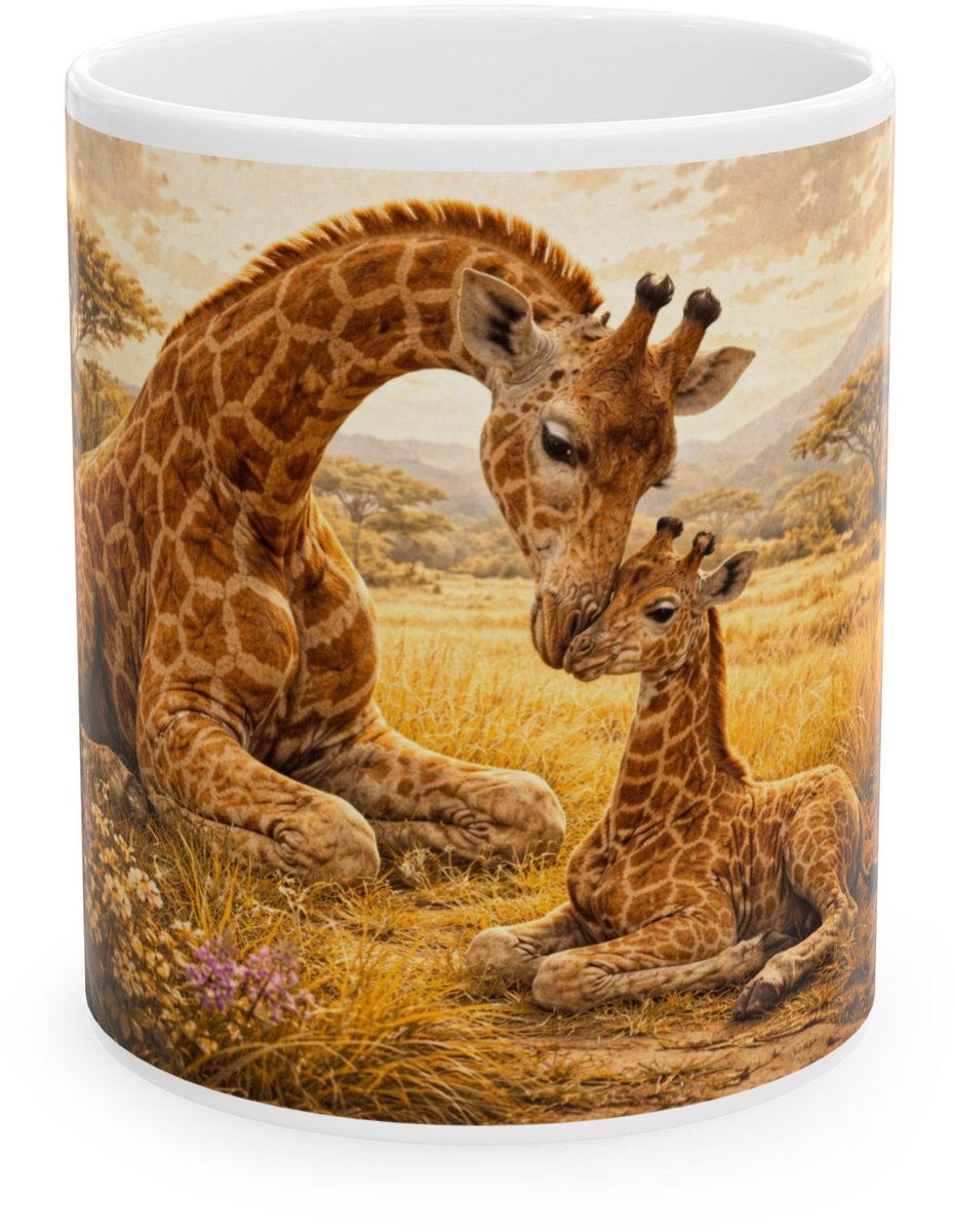 Plot-Twister - Dieren Mok 330ML – Giraf - Keramische Koffiemok met Unieke Dierenprint – Vaatwasser & Magnetronbestendig – Cadeauverpakking met Venster