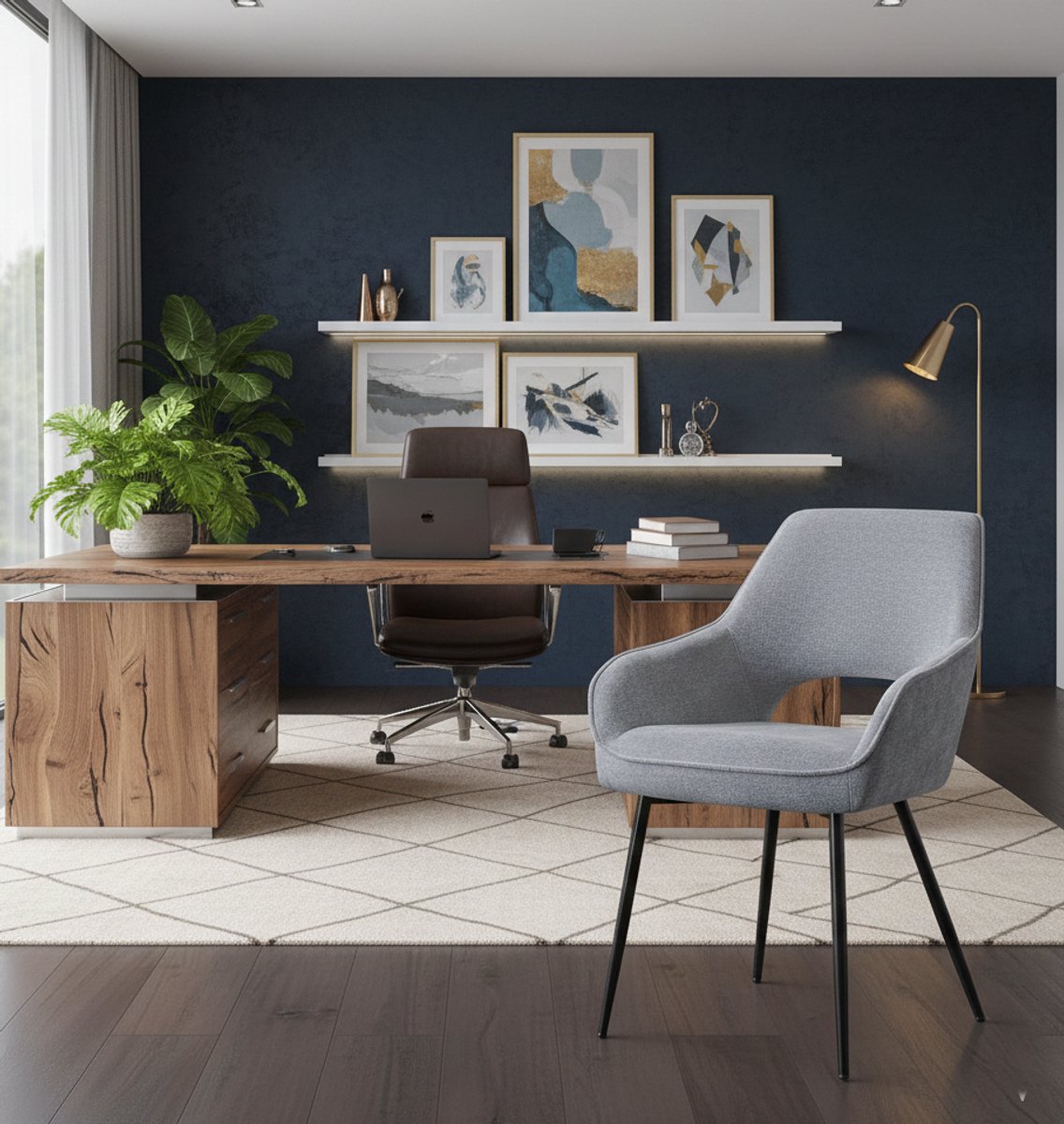 Liora Chenille Eetkamerstoelen - Set van 2 - Grijze Gestoffeerde Stoelen met Armleuningen - Moderne Keukenstoelen met Uitsnede in Rugleuning - Comfortabel & Duurzaam - 150 kg Draagvermogen - Casa S...